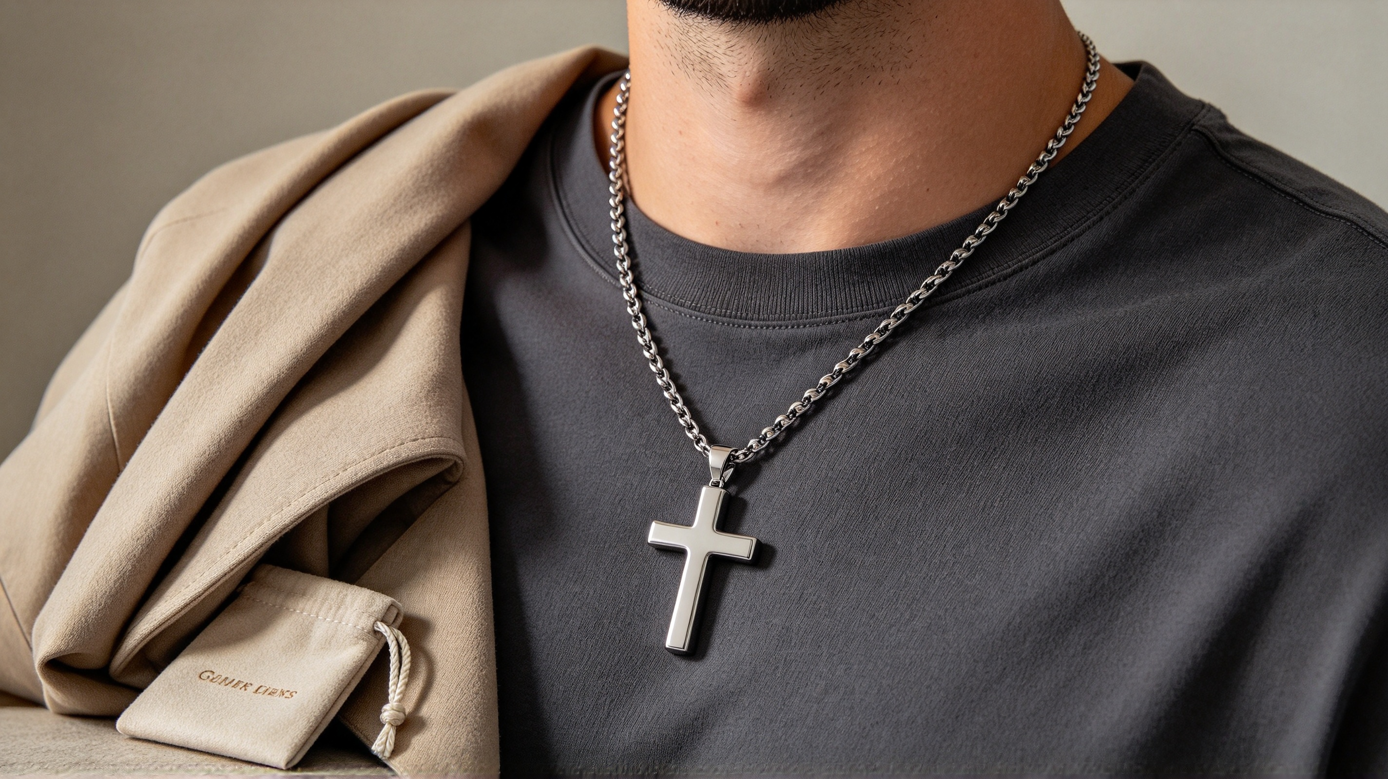 cross necklace placement everyday styling example