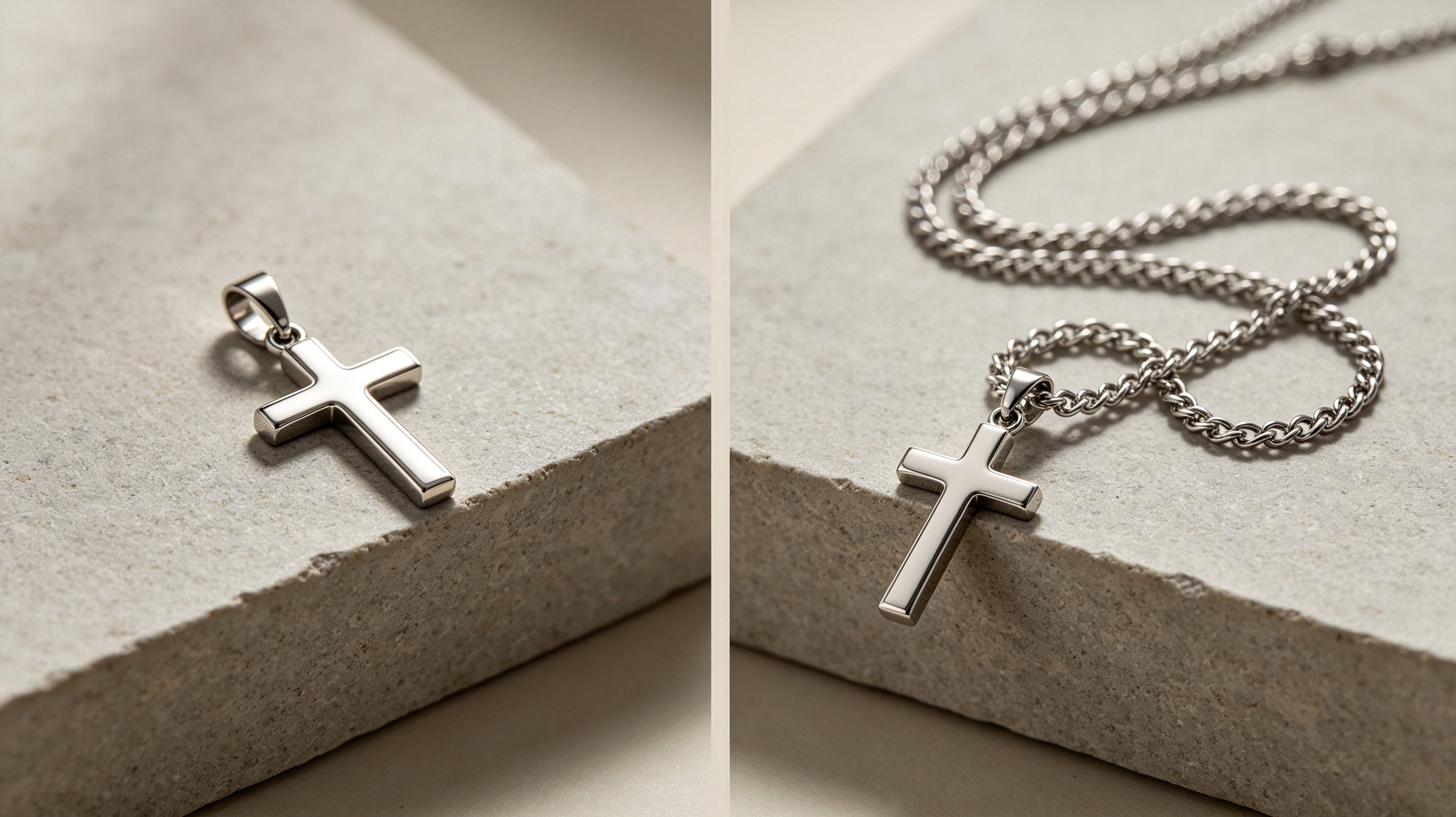 Cross pendant alone beside a complete cross necklace