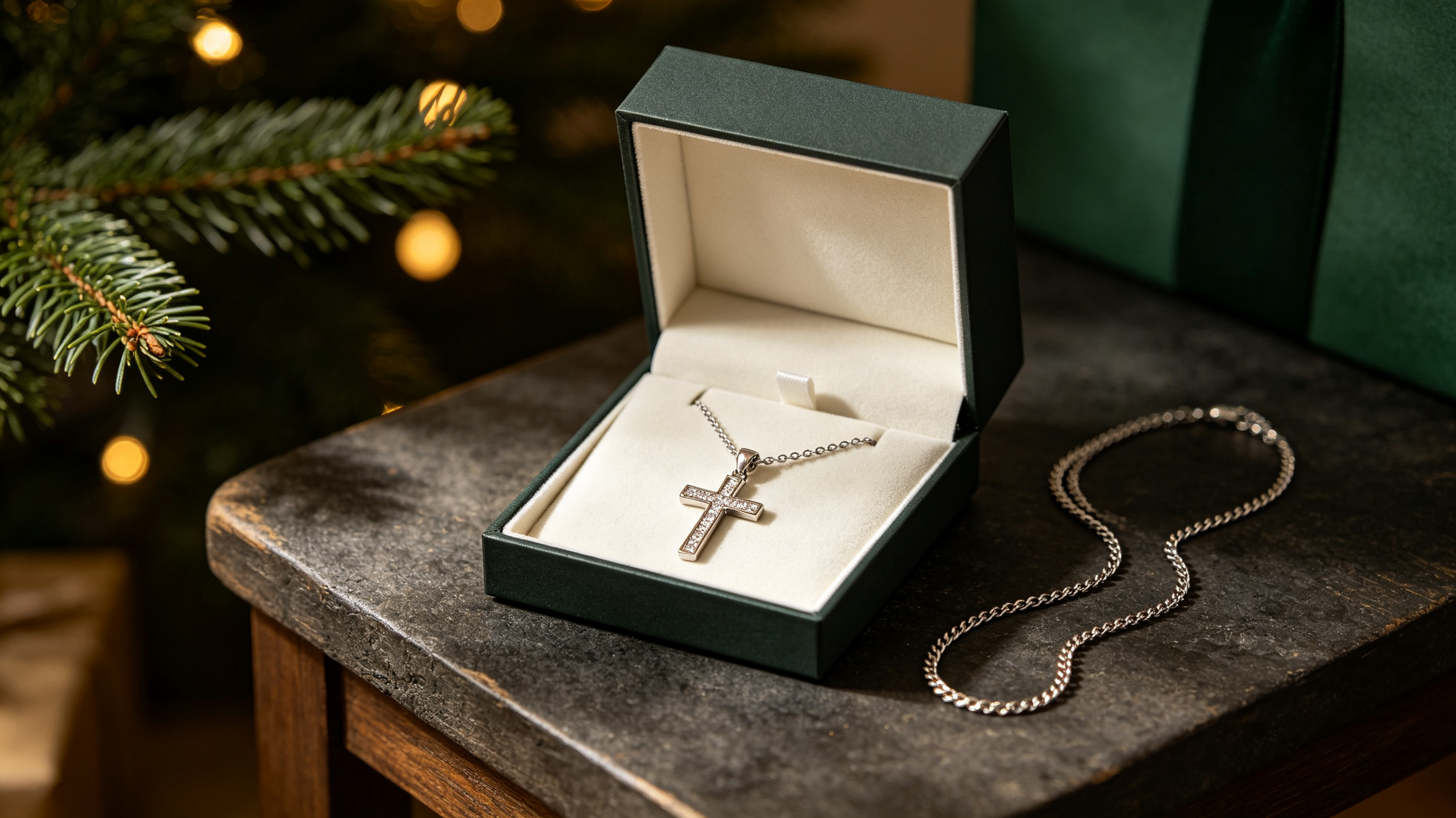 Christmas cross necklace gift in an elegant box