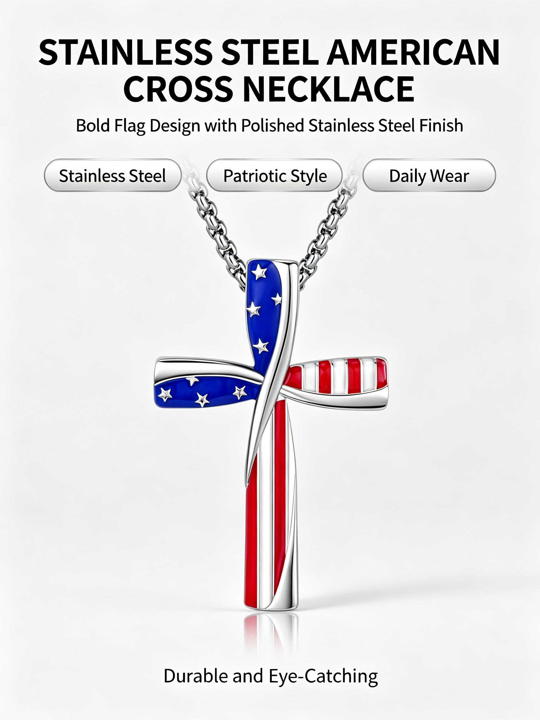 American Flag Cross Necklace
