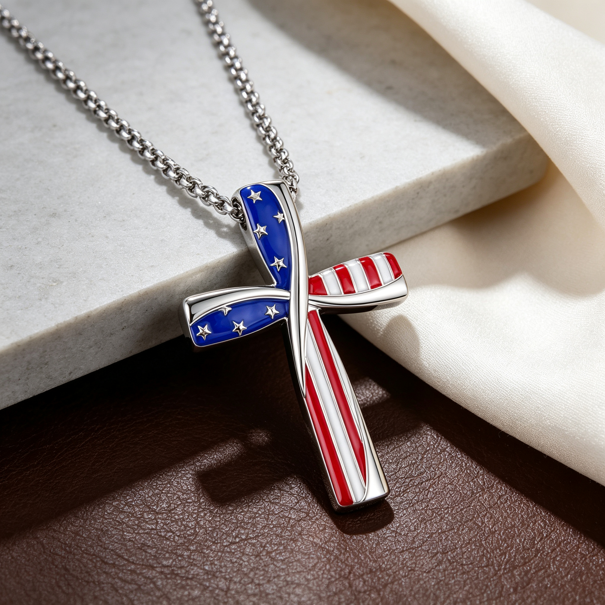American Flag Cross Necklace