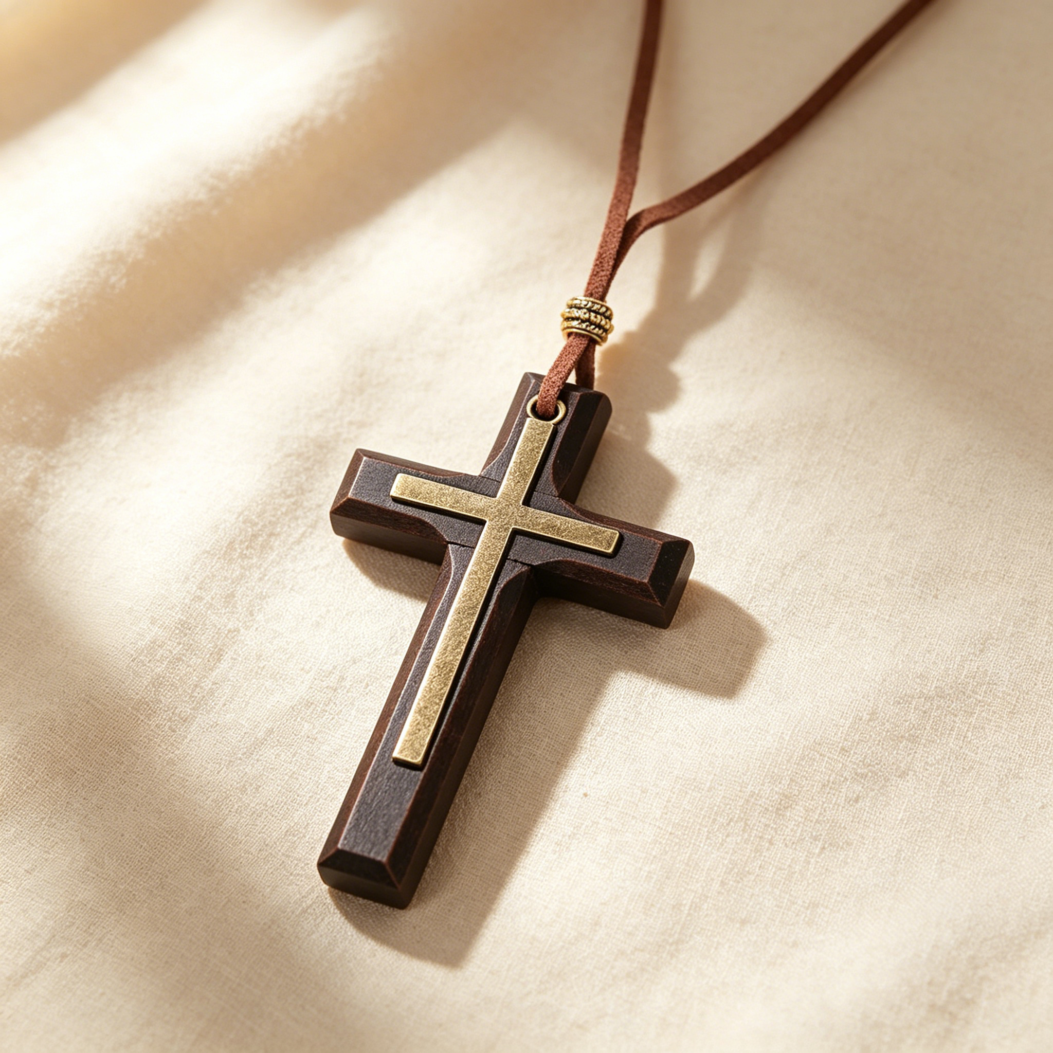Large Wooden Cross Necklace – 8 × 5 cm Pendant