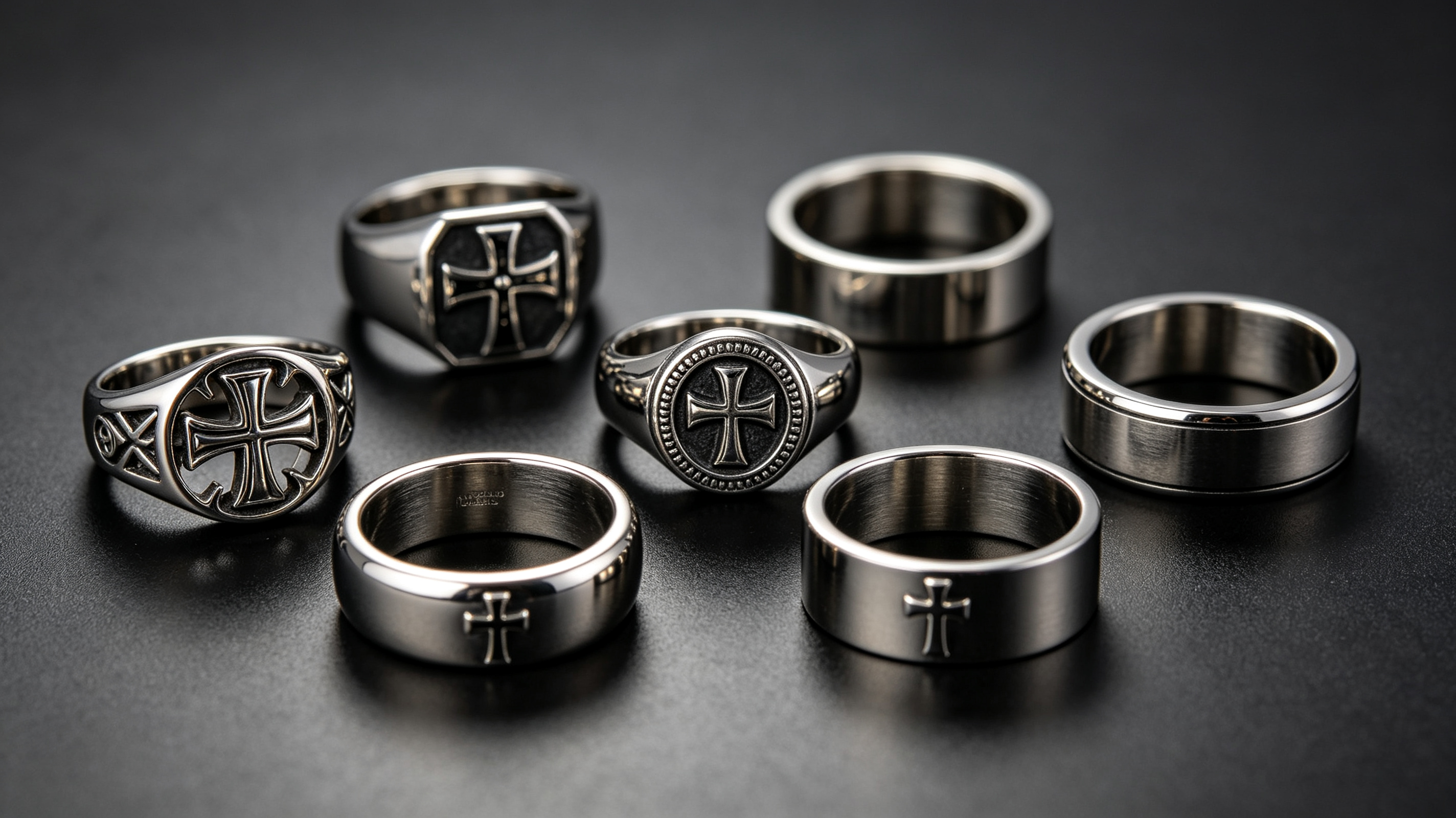 Cross rings for men in different styles