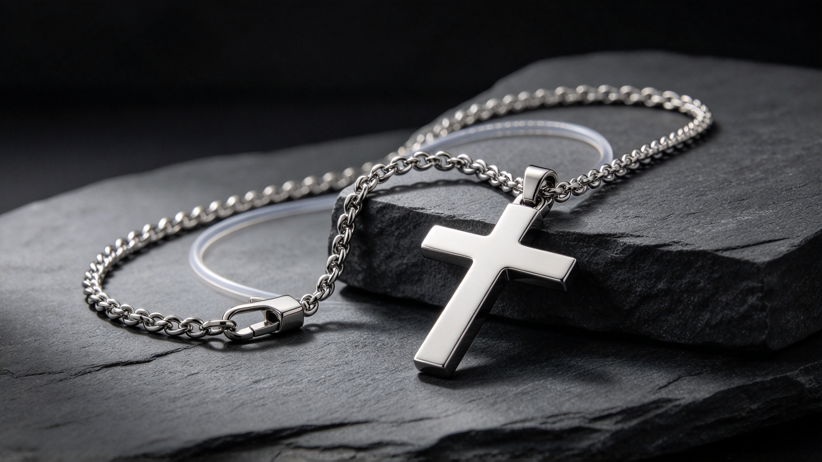 cross necklace flipping close-up jewelry detail