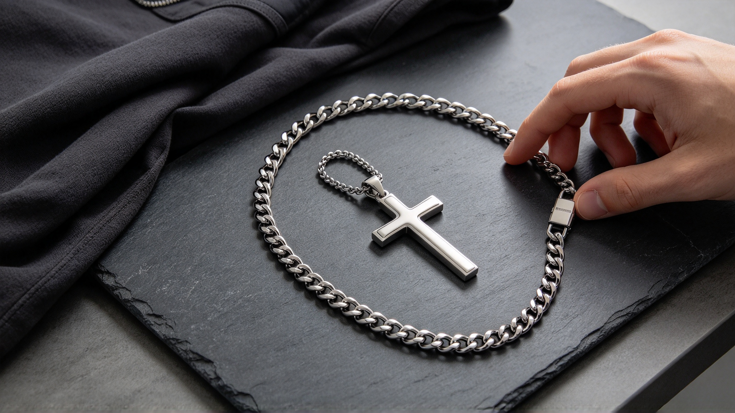 cross pendant and chain fit and proportion example