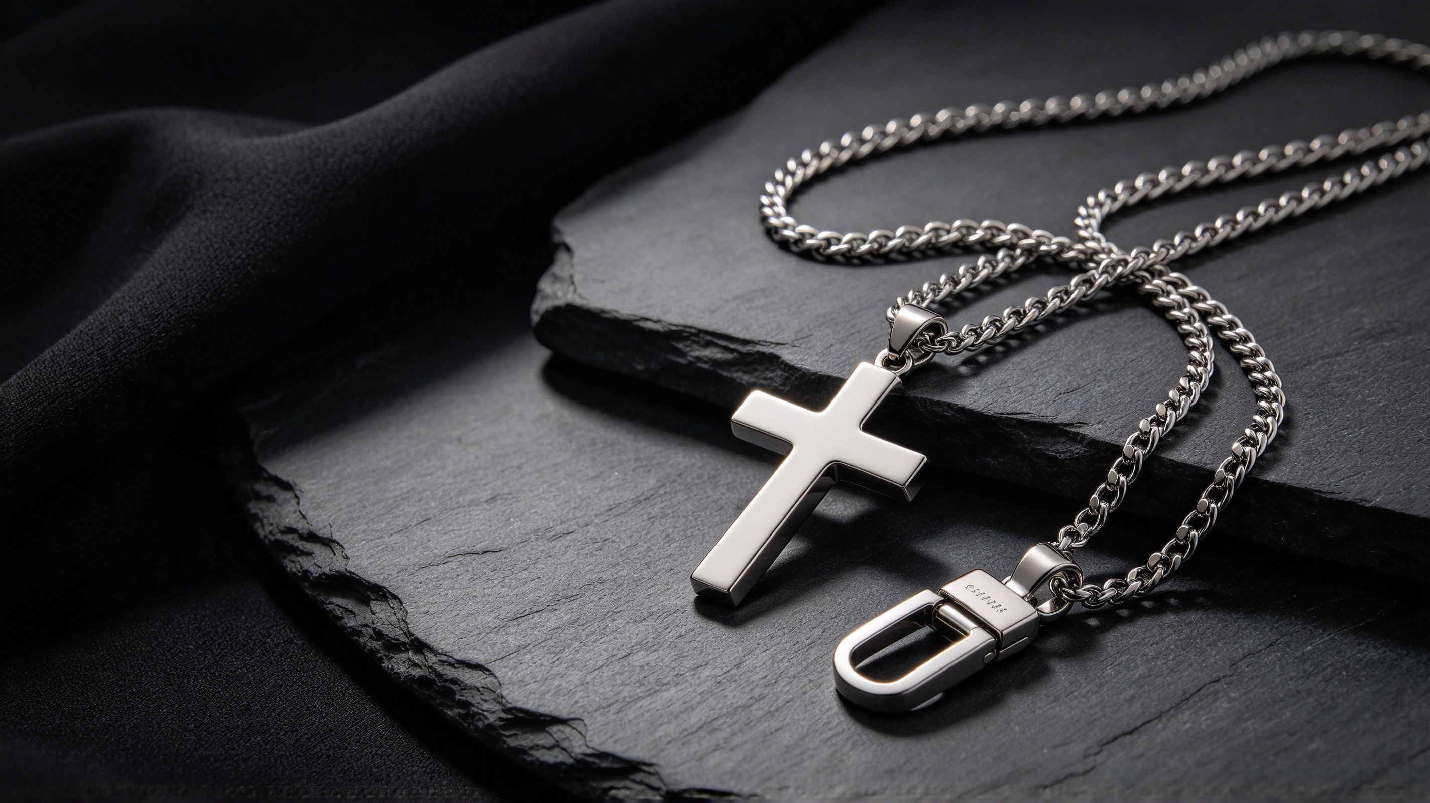 secure cross necklace clasp close-up jewelry detail