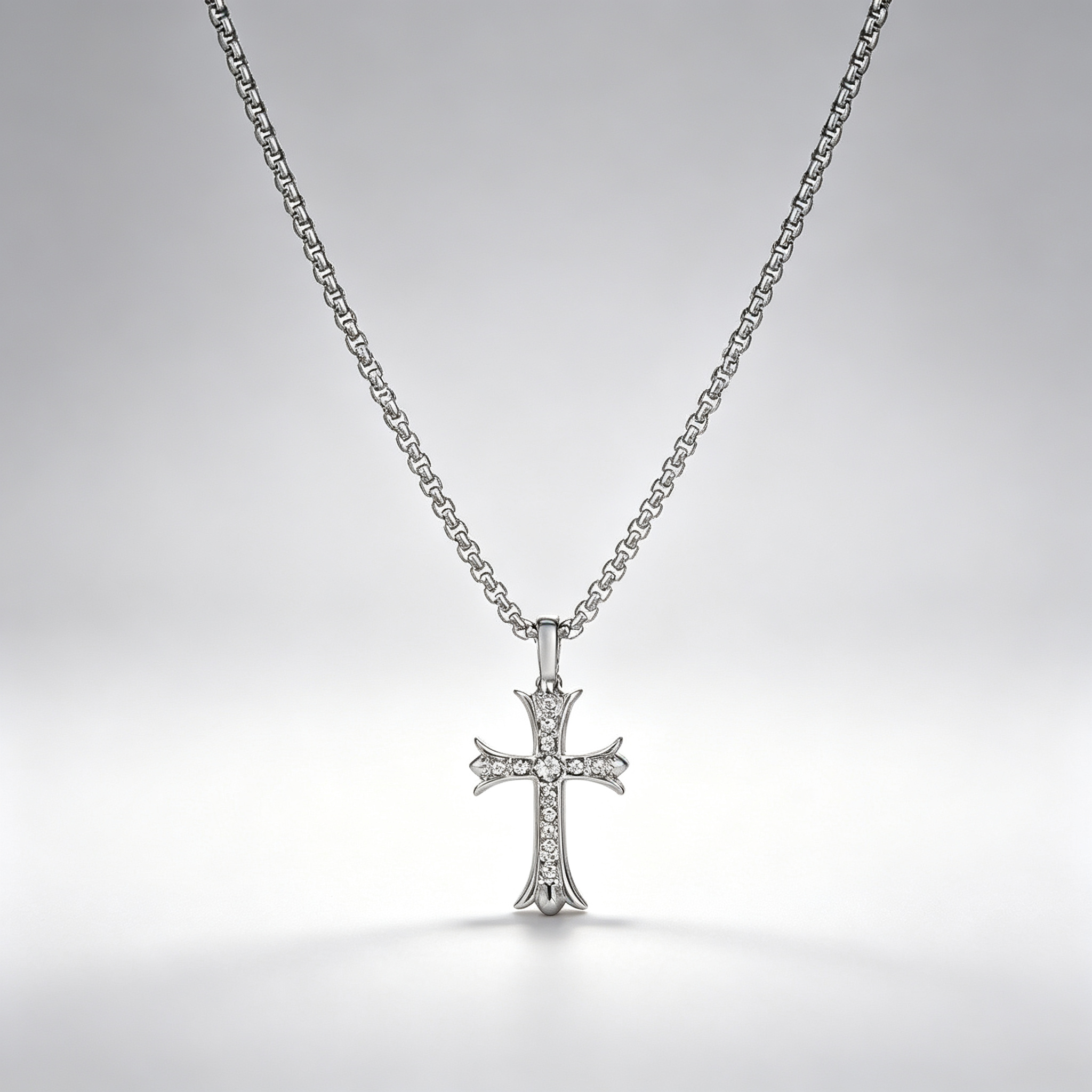 Silver-Tone Crystal Cross Necklace